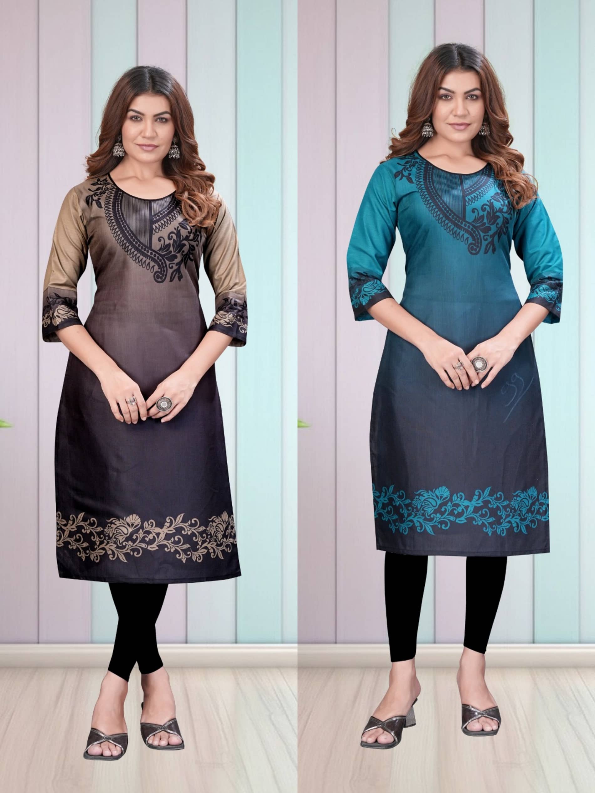 Hetsa Women Rayon Printed A-line Kurti ( Multicolor ) - Kurtis, Tunics | Buy online on ZillyBuy