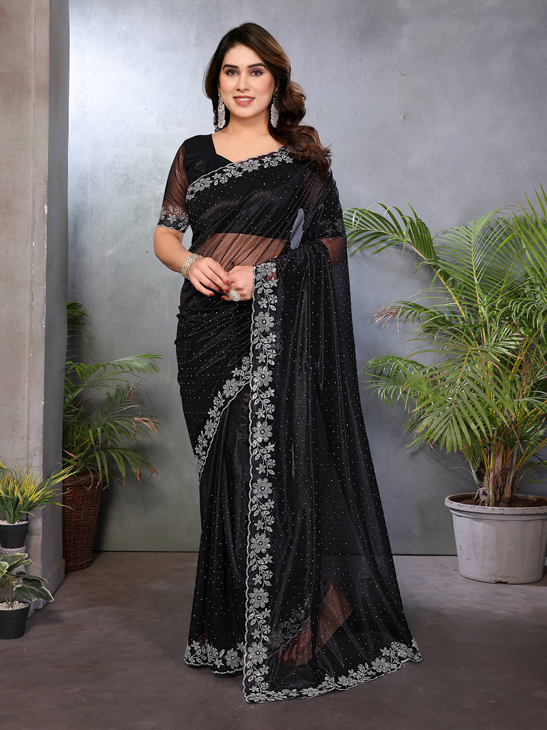 Kashvi Sarees Net Embellished Kasavu Saree With Unstitched Blouse Piece ( Green ) - Sarees | Buy online on ZillyBuy