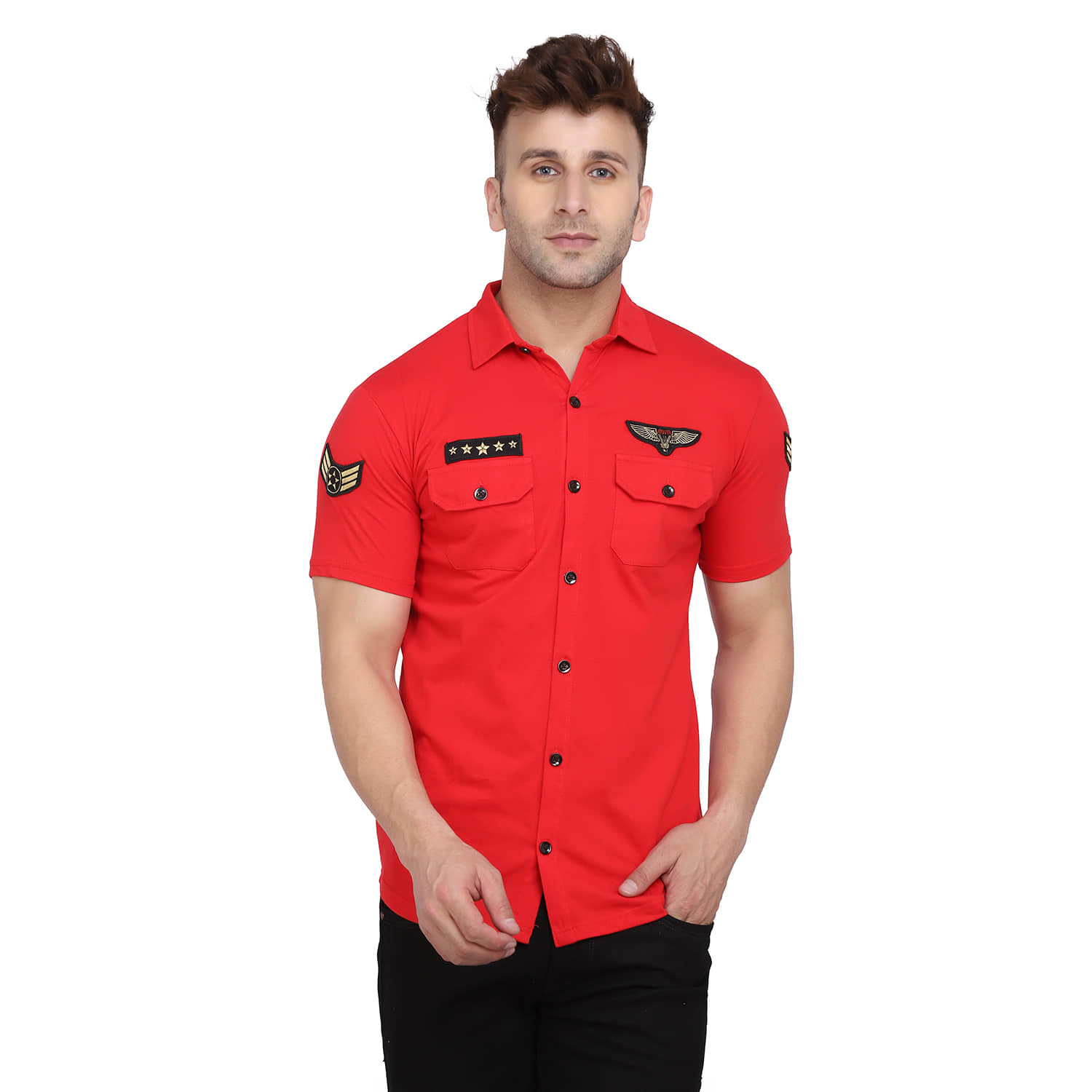 Tfurnish Cotton Blend Regular Fit Printed Half Sleeves Men's Casual Shirt - Red ( Pack of 1 )