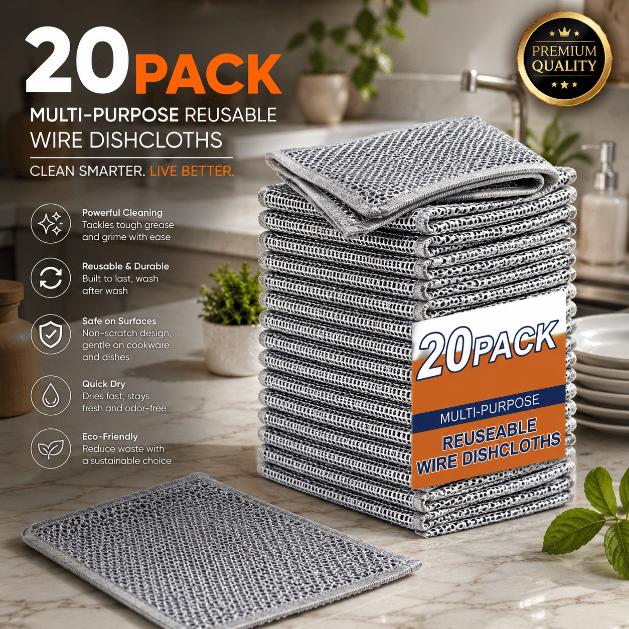 (Pack 20) Non Scratch Dish Cloths Wire, Dish Cloth, Dish Scrubber Pads, Dishwash Scrubber, Dishwash Cleaner, Dish Cleaning Wire, Dishcloth, Dishwash Cloth, Dishwashing Rags, Washing Cloth, Scrubber Pads, Washing Rags - Body Care - Loofah and Other Tools | Buy online on ZillyBuy