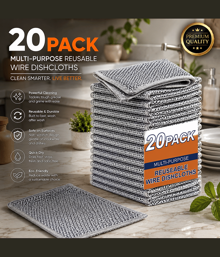 (Pack 20) Non Scratch Dish Cloths Wire, Dish Cloth, Dish Scrubber Pads, Dishwash Scrubber, Dishwash Cleaner, Dish Cleaning Wire, Dishcloth, Dishwash Cloth, Dishwashing Rags, Washing Cloth, Scrubber Pads, Washing Rags - Body Care - Loofah and Other Tools | Buy online on ZillyBuy