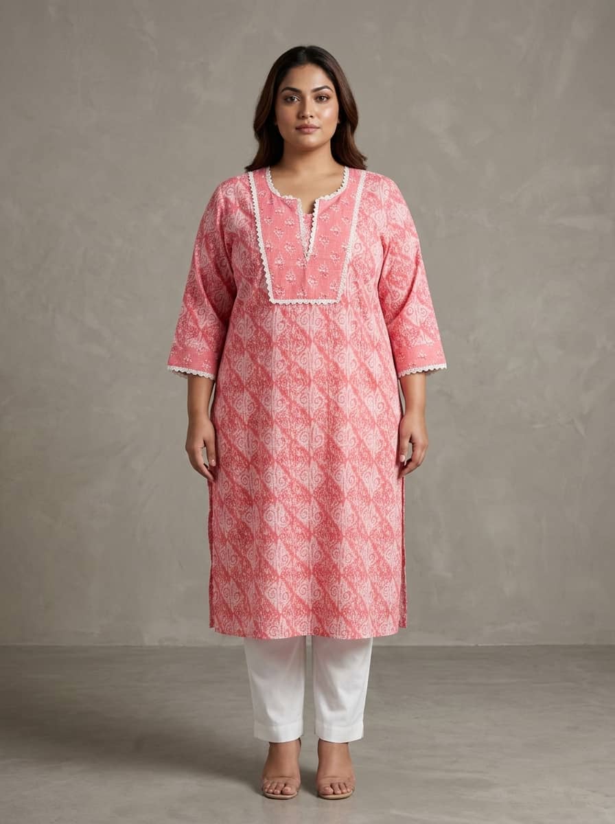 Swasti Women Cotton Printed Straight Kurti ( Peach ) - Kurtis, Tunics | Buy online on ZillyBuy