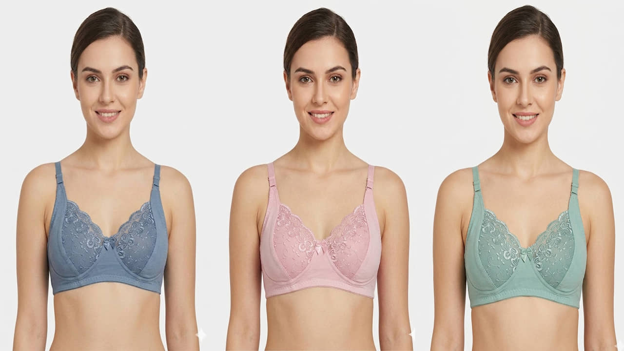 Ishant Pack of 3 Net Non Padded T-Shirt Bra For Women ( Blue,Green,Pink )