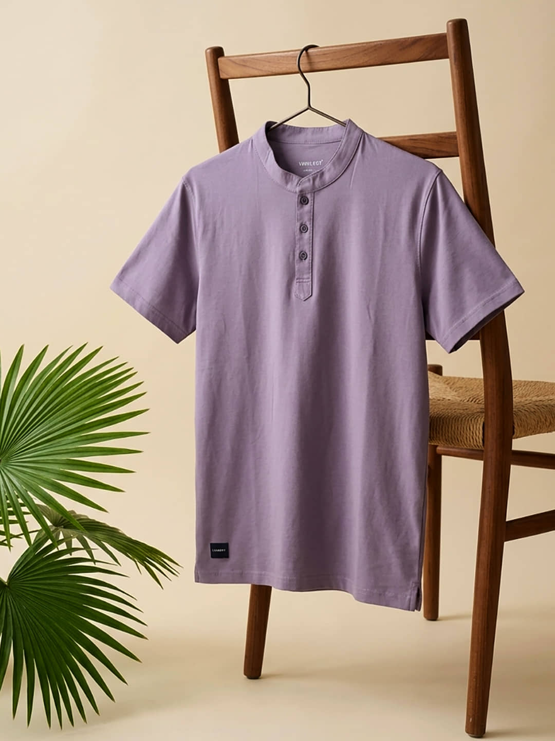 UNIBERRY Men Cotton Blend Regular Fit Solid T-Shirt ( Beige )