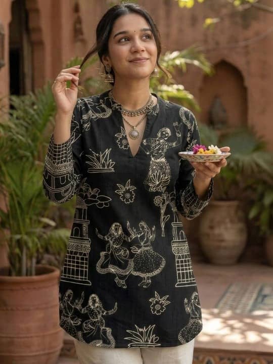 AK FASHION MALL Women Cotton Blend Printed Straight Kurti ( Multicolor1 ) - Kurtis, Tunics | Buy online on ZillyBuy