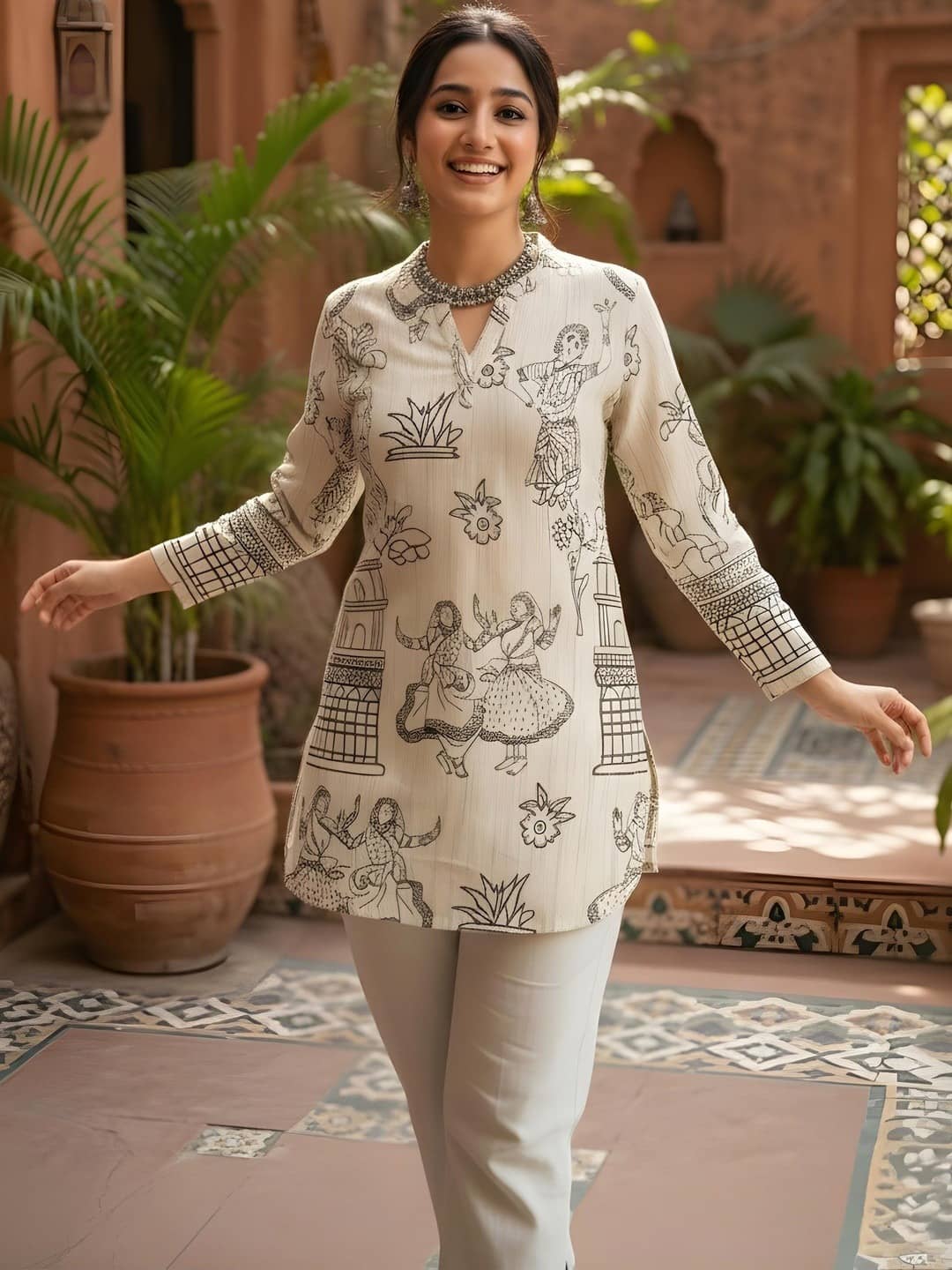 AK FASHION MALL Women Cotton Blend Printed Straight Kurti ( Multicoloured ) - Kurtis, Tunics | Buy online on ZillyBuy