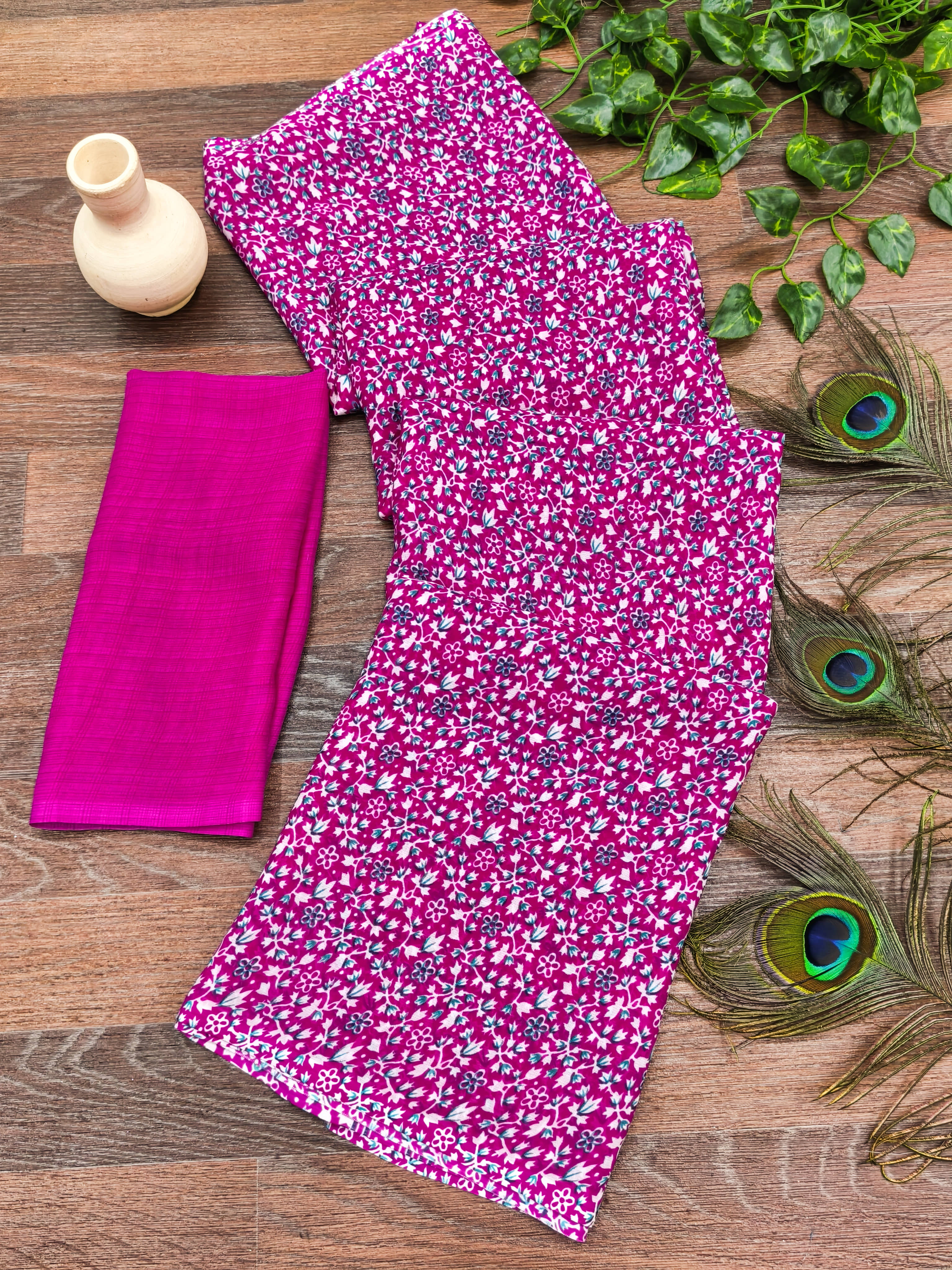 ANAND SAREES Georgette Printed Kasavu Saree With Unstitched Blouse Piece ( Pink ) - Sarees | Buy online on ZillyBuy