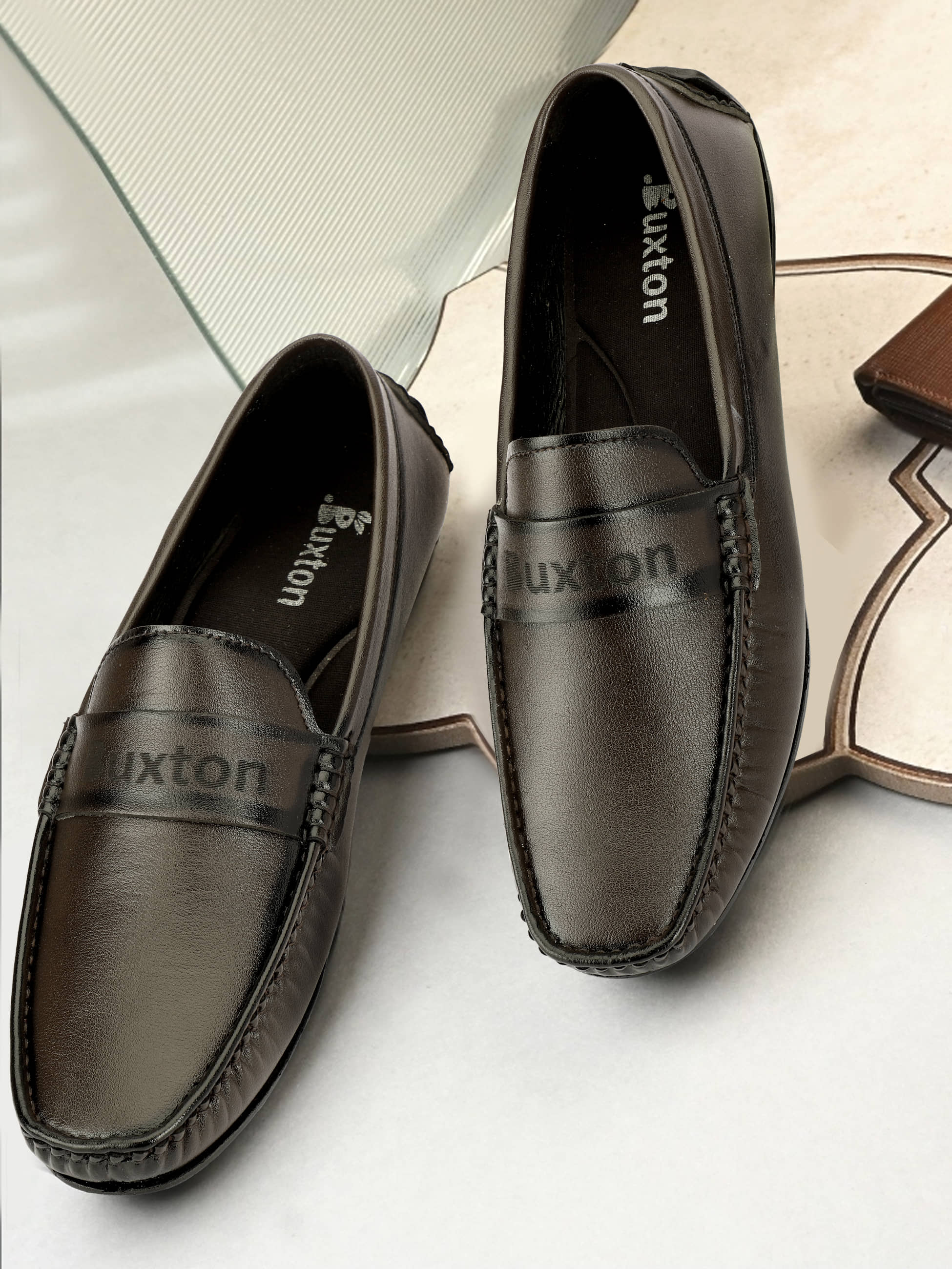 Buxton Loafers Brown Men's Slip on Shoes - Formal Shoes | Buy online on ZillyBuy
