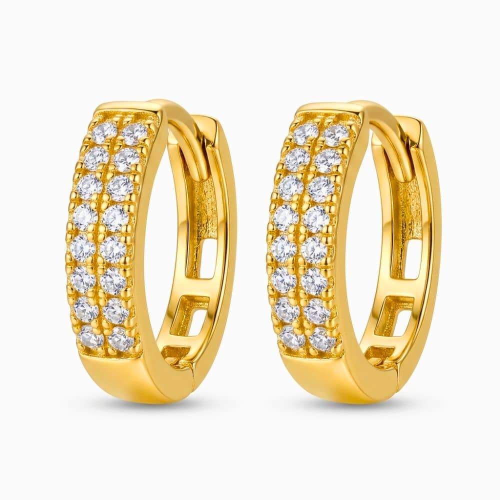 Gold Tone CZ Studded Hoop Earrings for Women | Fashion Huggie Jewelry - Earrings | Buy online on ZillyBuy