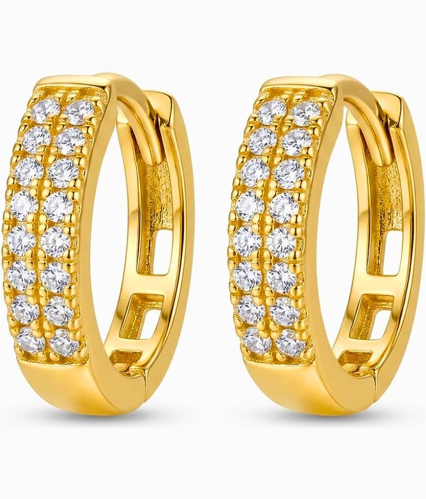 Gold Tone CZ Studded Hoop Earrings for Women | Fashion Huggie Jewelry - Earrings | Buy online on ZillyBuy