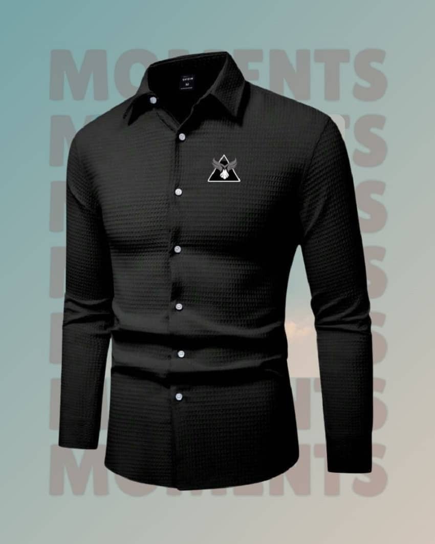 KITWELL Cotton Blend Regular Fit Self Design Full Sleeves Men's Casual Shirt - Black ( Pack of 1 )