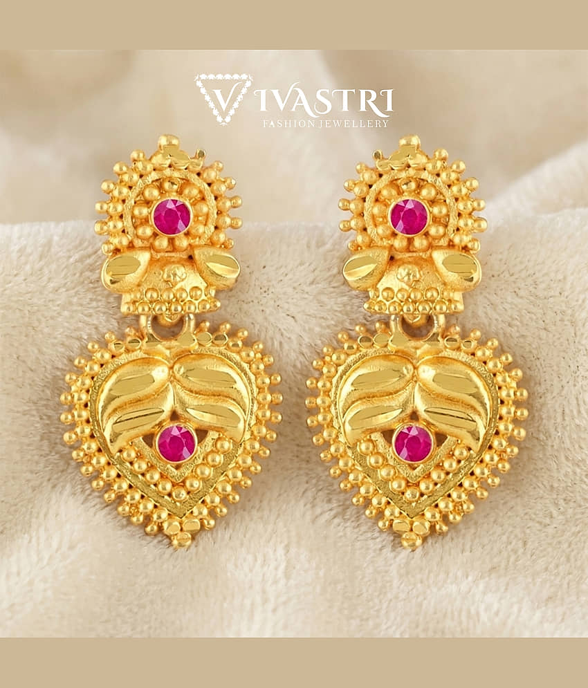 VIVASTRI Golden Drop Earrings ( Pack of 1 ) - Earrings | Buy online on ZillyBuy