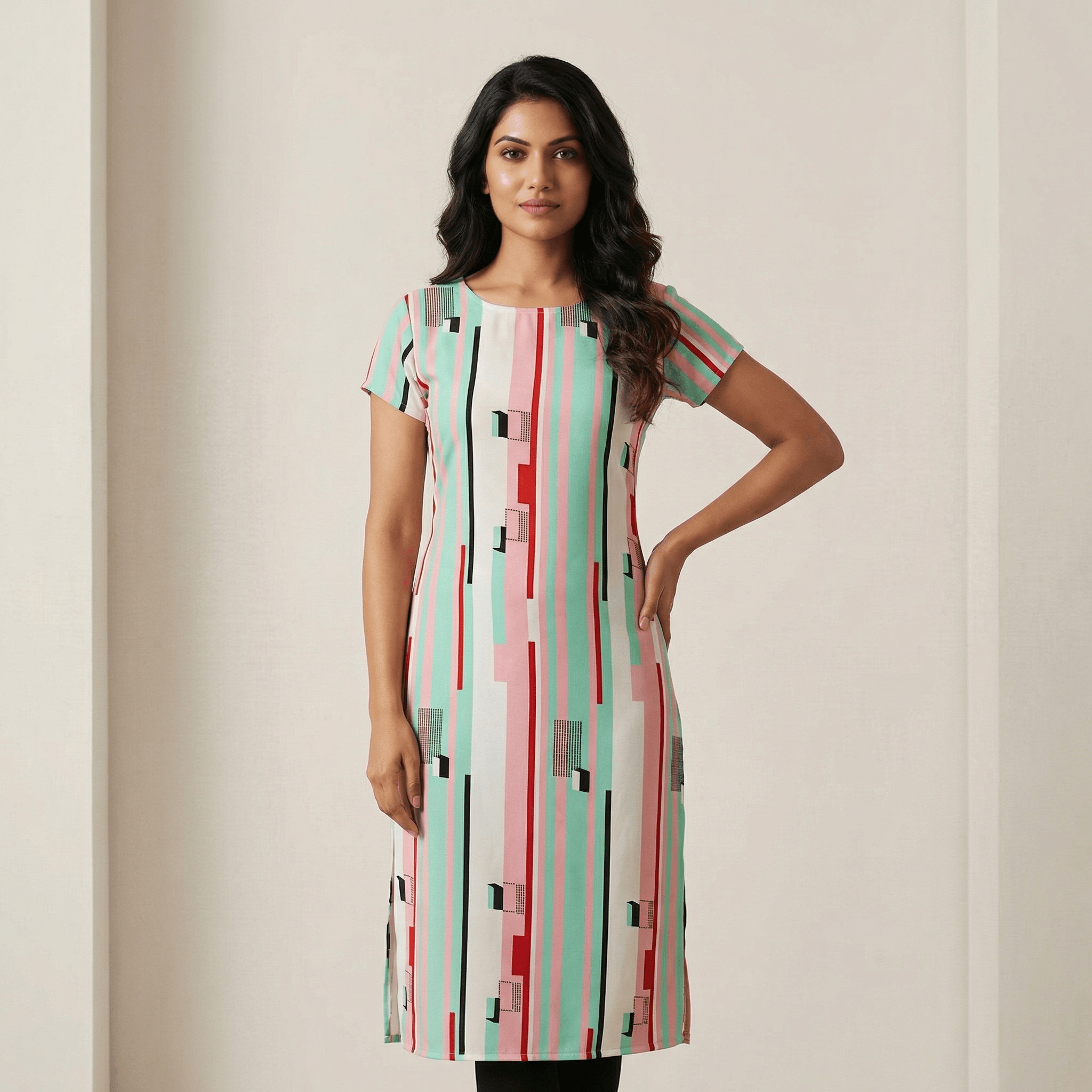 AK FASHION MALL Pack of 1 Crepe Printed Straight Women's Kurti - ( Multicolor ) - Kurtis, Tunics | Buy online on ZillyBuy