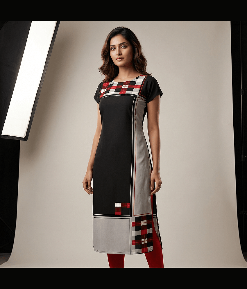 AK FASHION MALL Pack of 1 Crepe Printed Straight Women's Kurti - ( Multicolor ) - Kurtis, Tunics | Buy online on ZillyBuy