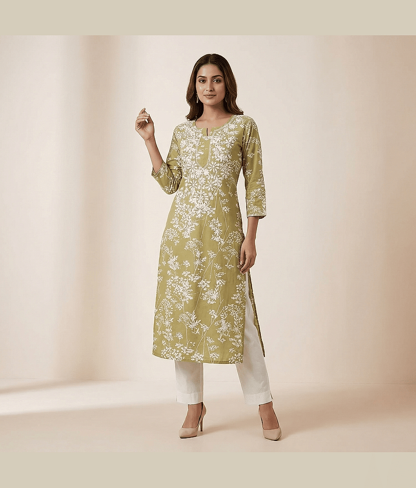 AK FASHION MALL Women Cotton Blend Printed A-line Kurti ( Beige ) - Kurtis, Tunics | Buy online on ZillyBuy