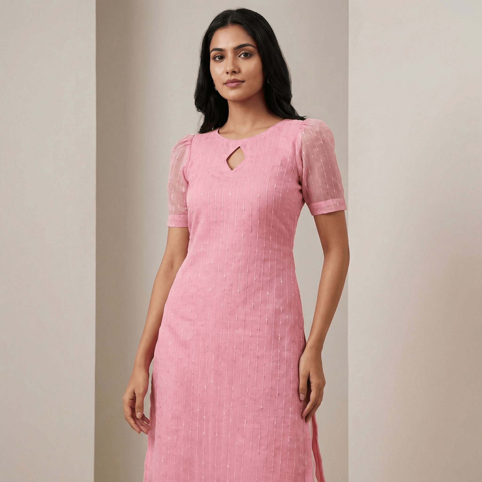 AK FASHION MALL Women Organza Embroidered A-line Kurti ( Pink ) - Kurtis, Tunics | Buy online on ZillyBuy