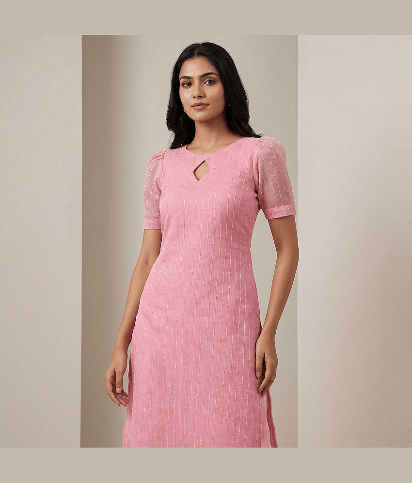AK FASHION MALL Women Organza Embroidered A-line Kurti ( Pink ) - Kurtis, Tunics | Buy online on ZillyBuy