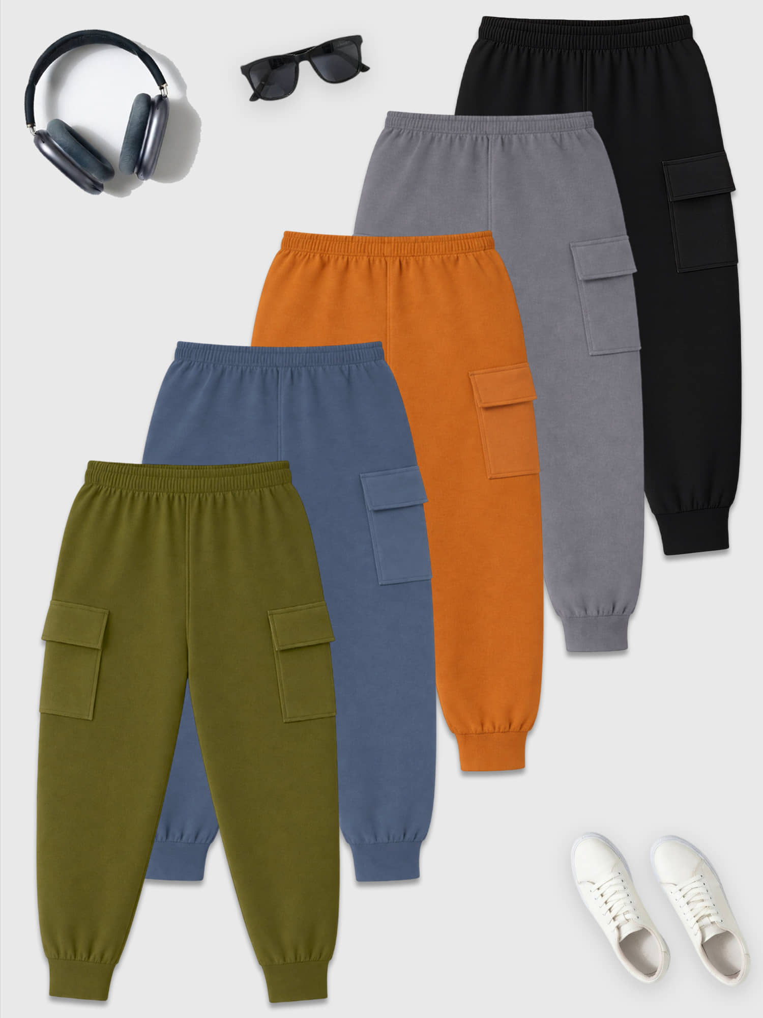 Kuchipoo Pack of 5 Boys Cotton Blend Trackpant ( Multicolor 3 ) - Track Pants | Buy online on ZillyBuy