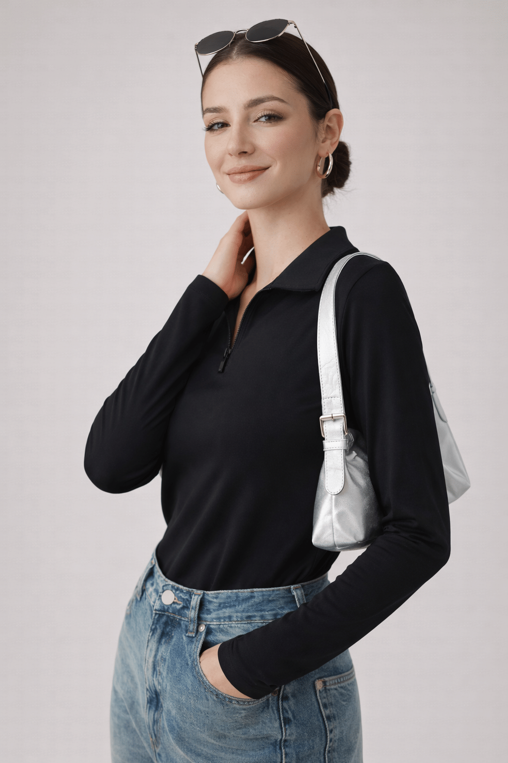 The Dry State Women Polyester Regular Fit Polo Collar T-Shirt ( Black )