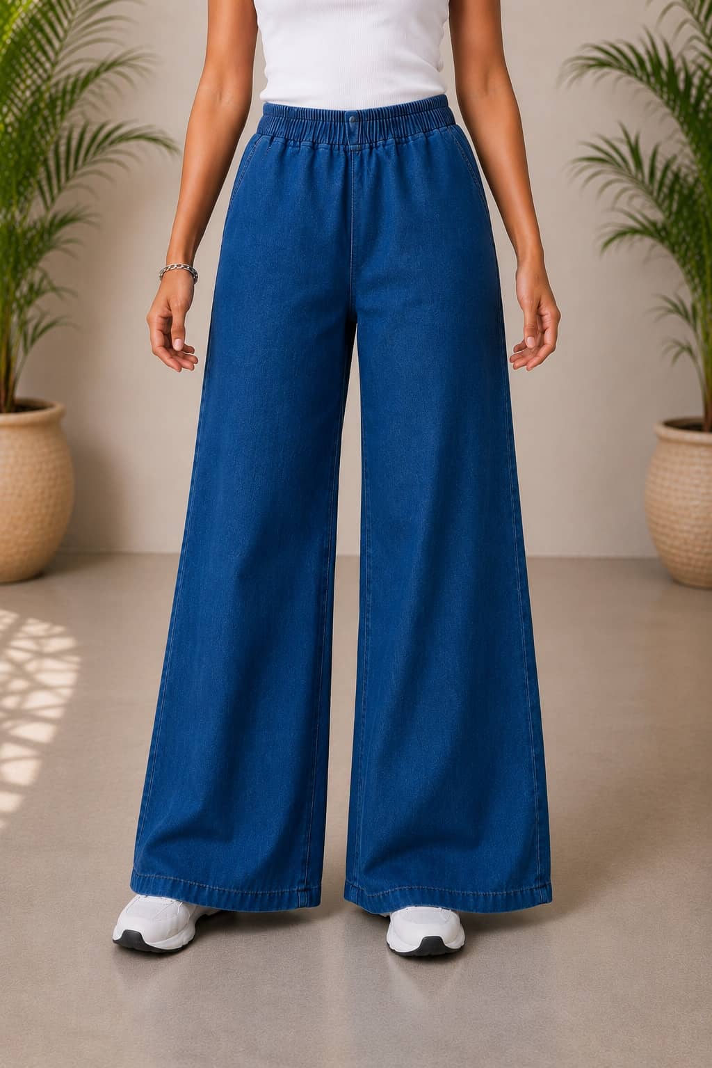 Aarika Women's Wide Leg Mid-Rise Jeans ( Navy Blue ) - Jeans | Buy online on ZillyBuy