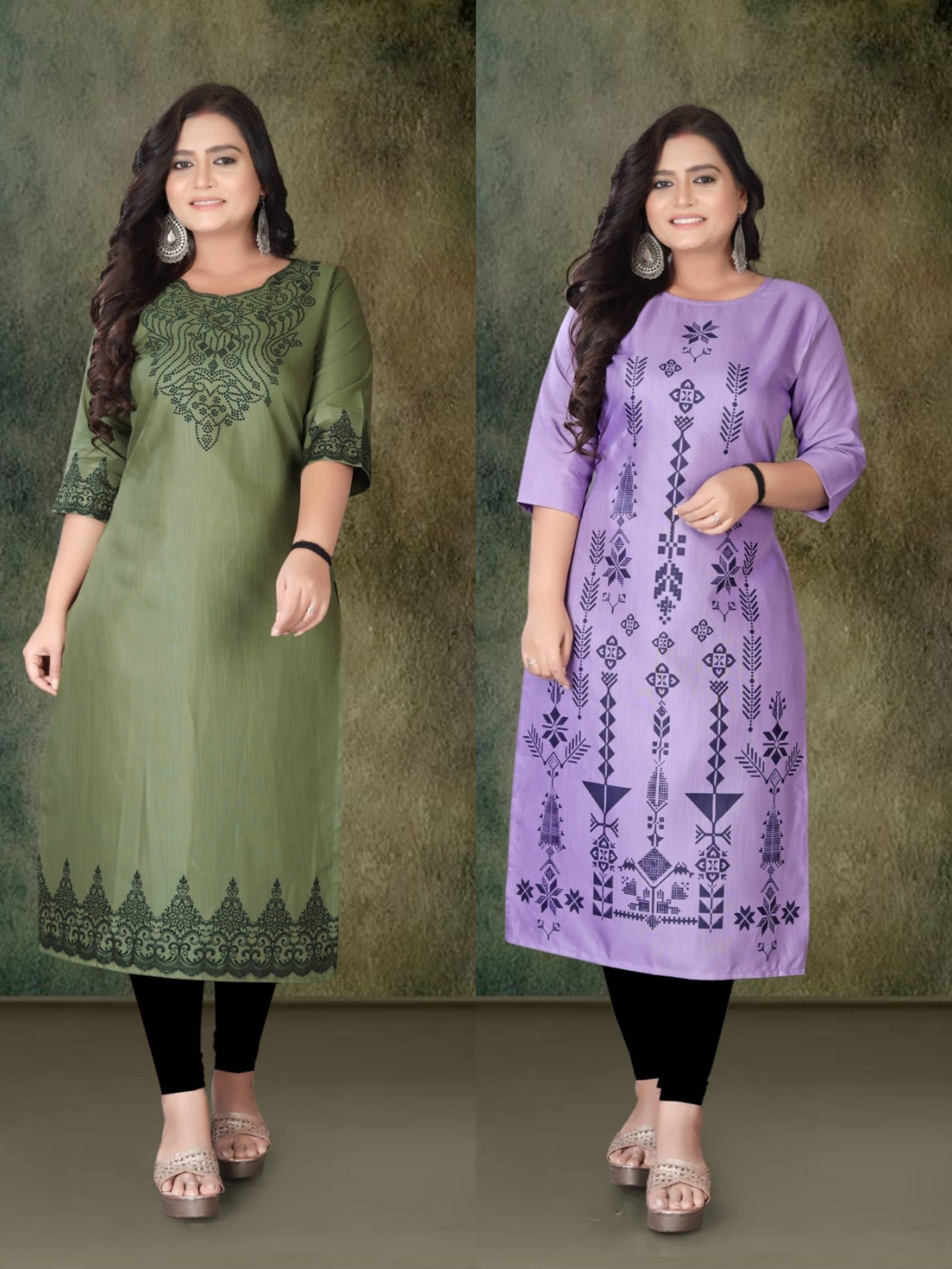 Hetsa Women Rayon Printed A-line Kurti ( Multicolor ) - Kurtis, Tunics | Buy online on ZillyBuy