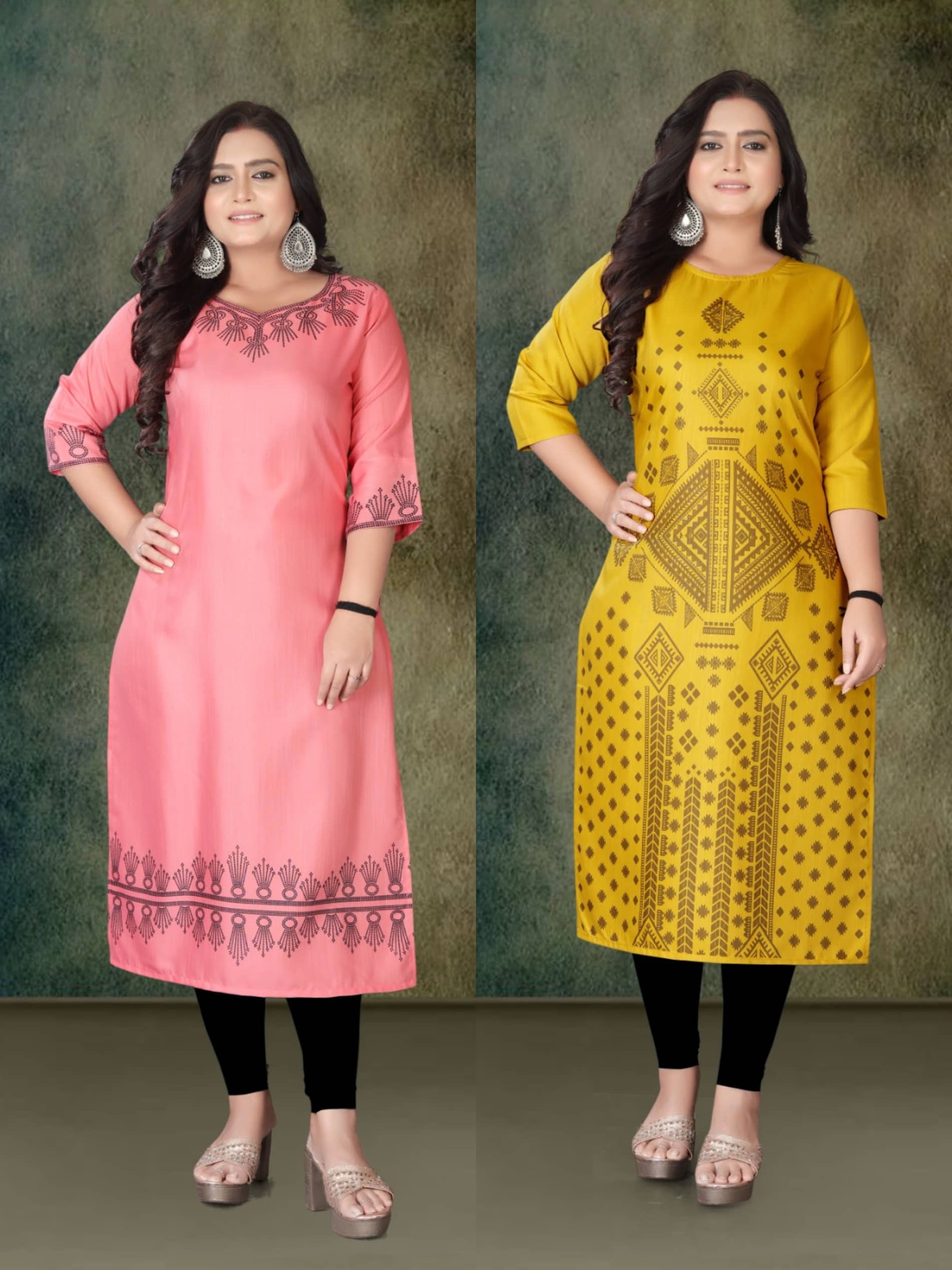 Hetsa Women Rayon Printed A-line Kurti ( Multicolor ) - Kurtis, Tunics | Buy online on ZillyBuy