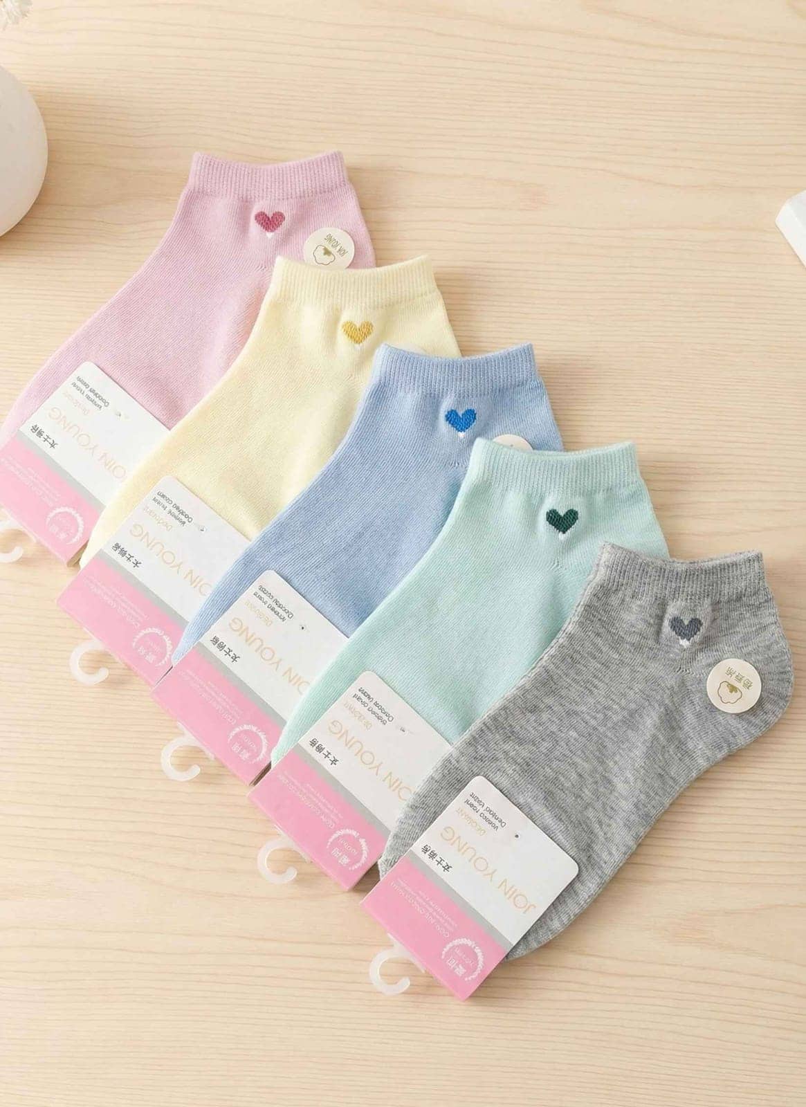 Amor Benison Pack of 5 Unisex Cotton Blend Ankle Length Socks ( Blue,Gray,Yellow ) - Socks | Buy online on ZillyBuy