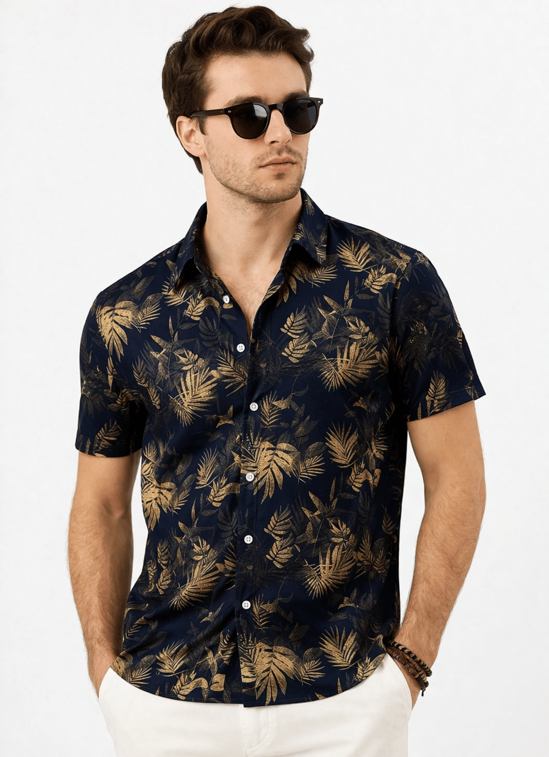 BEAUE Poly Cotton Regular Fit Printed Half Sleeves Men's Casual Shirt - Blue ( Pack of 1 )