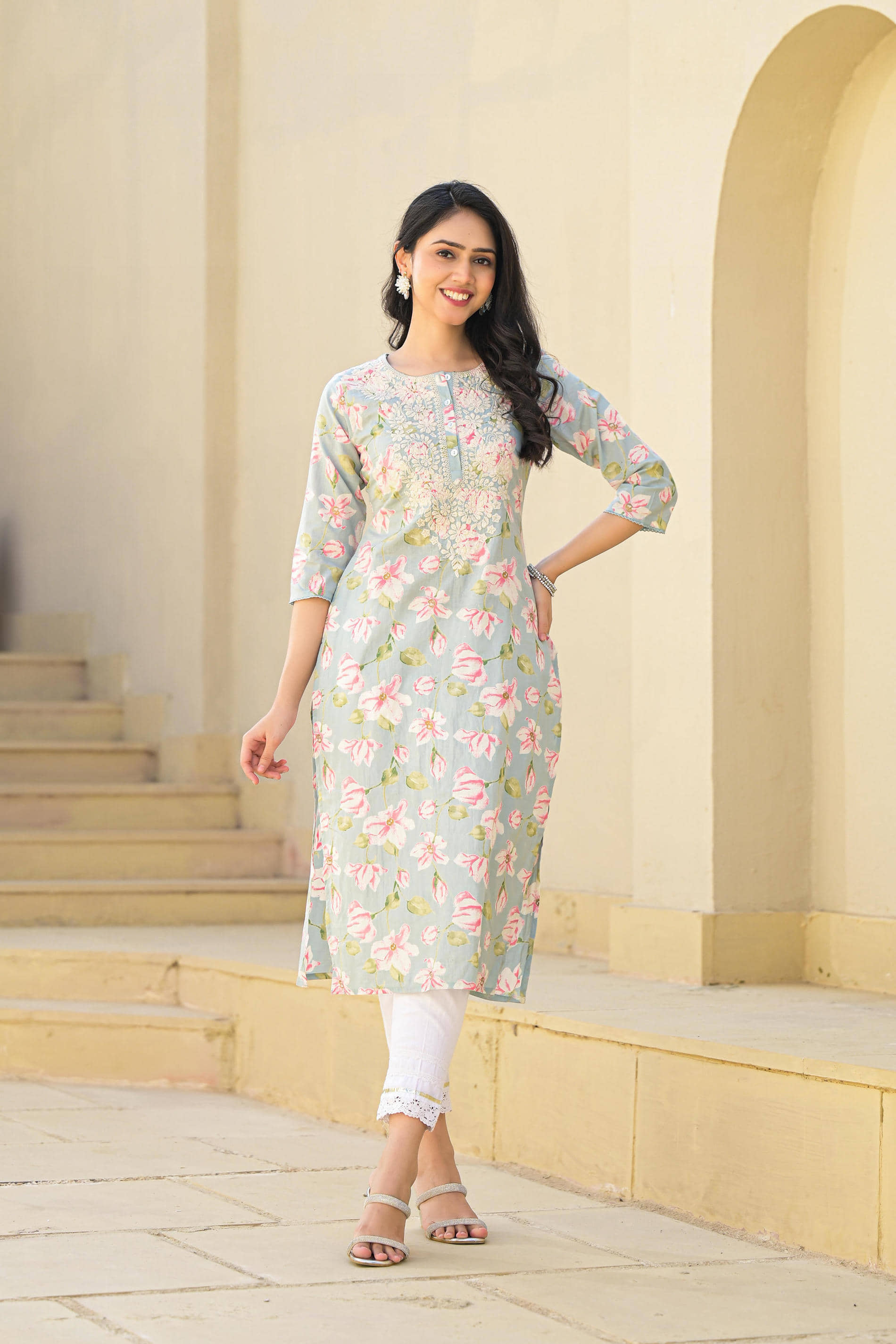 Juniper Women Cotton Printed Straight Kurti ( Green ) - Kurtis, Tunics | Buy online on ZillyBuy