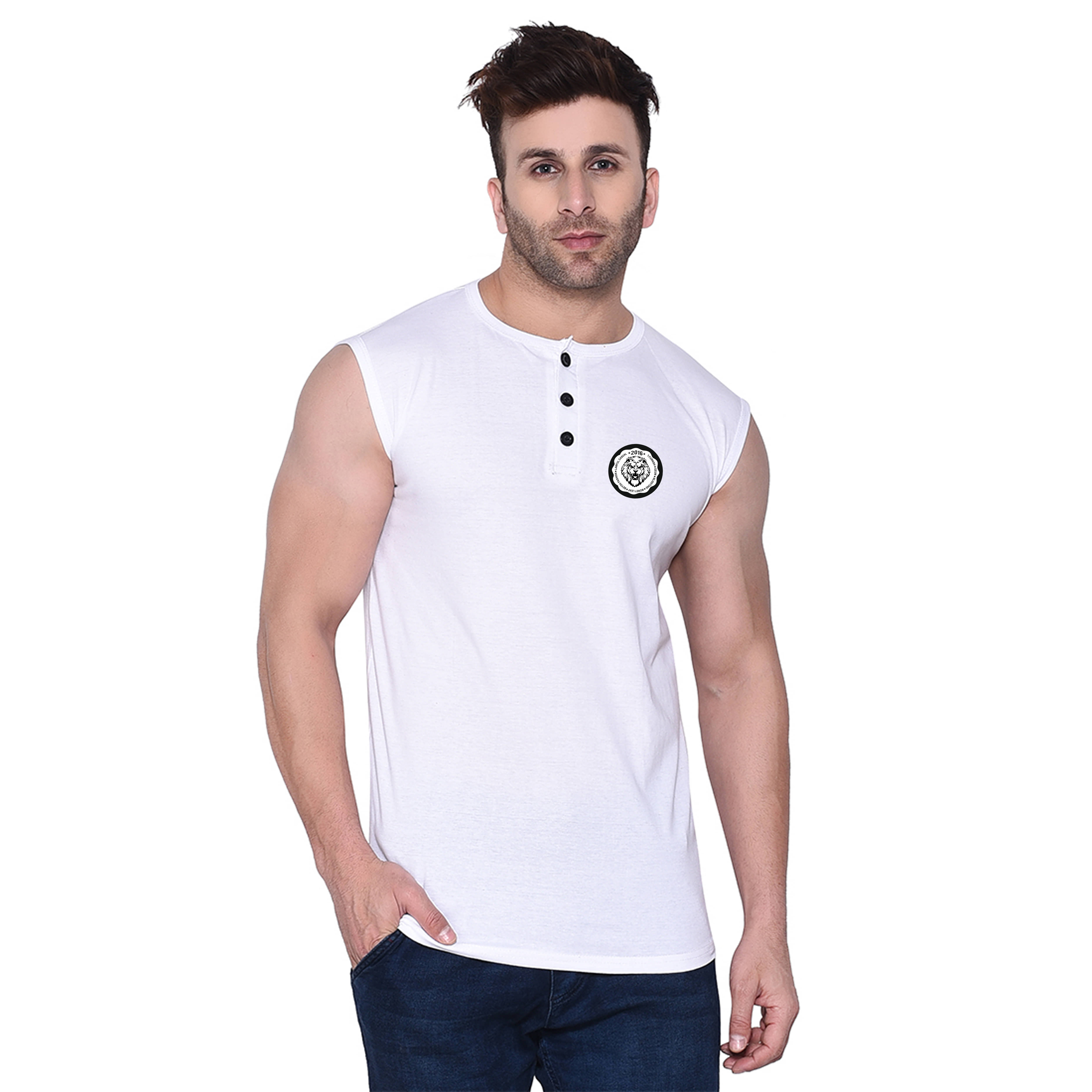 Tfurnish Men Cotton Blend Regular Fit Printed T-Shirt ( White )