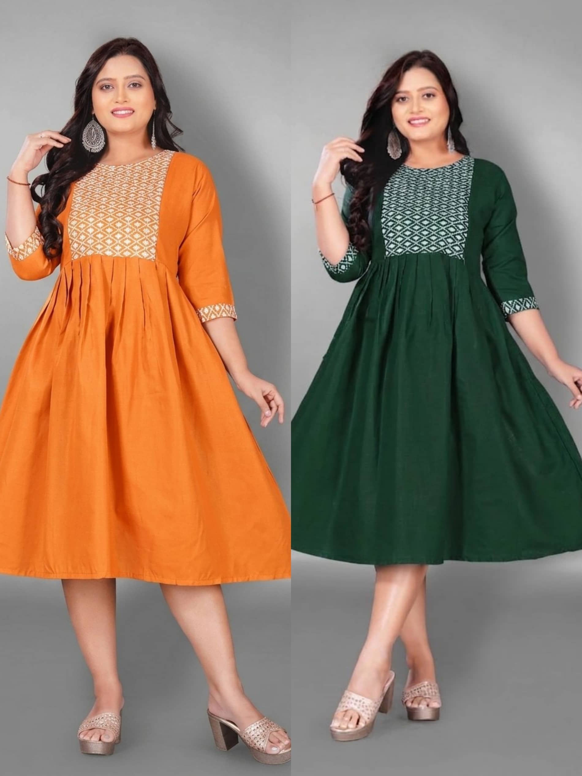 Hetsa Women Cotton Blend Embroidered Anarkali Kurti ( Multicolor ) - Kurtis, Tunics | Buy online on ZillyBuy
