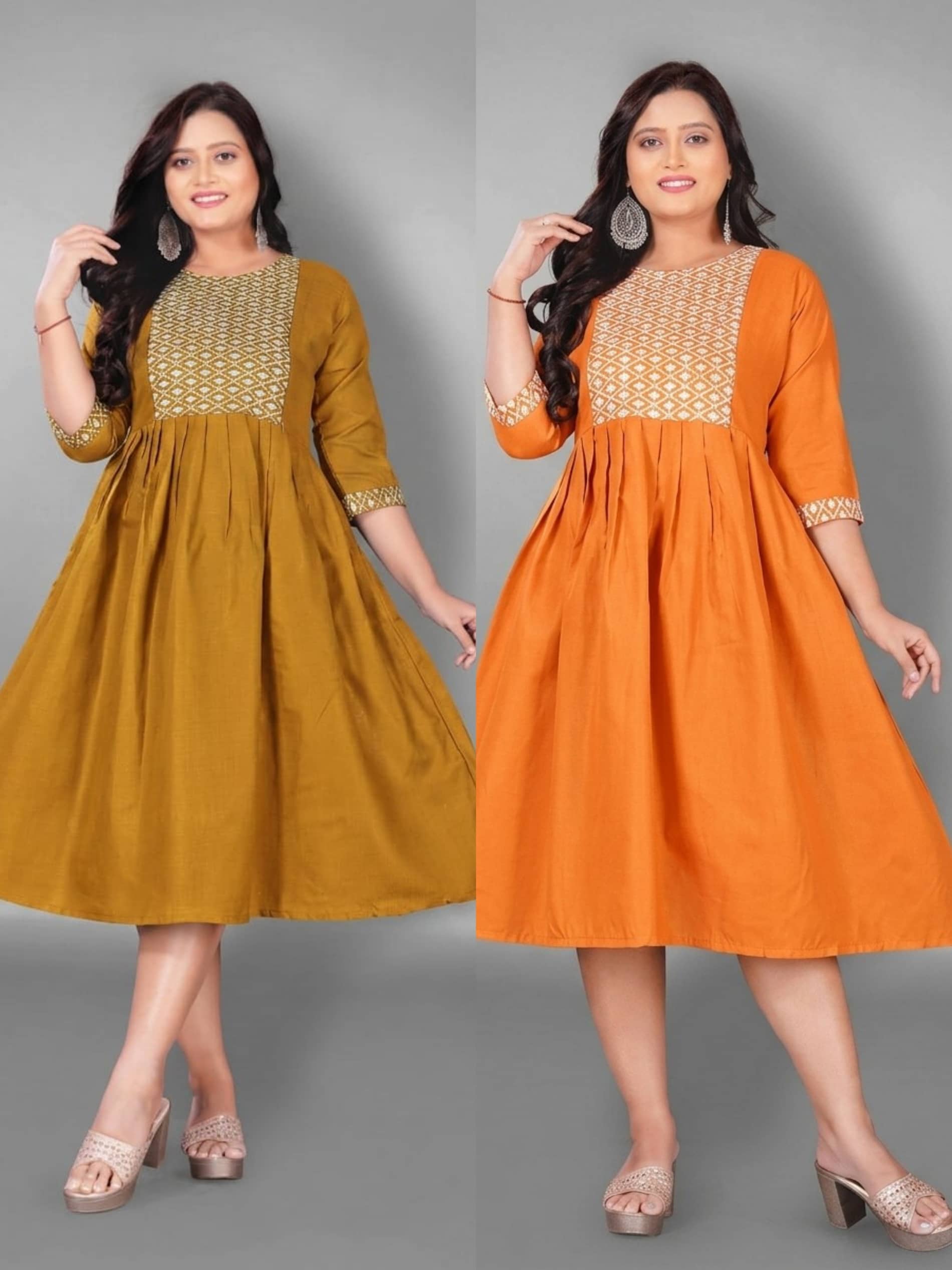 Hetsa Women Cotton Blend Embroidered Anarkali Kurti ( Multicolor ) - Kurtis, Tunics | Buy online on ZillyBuy