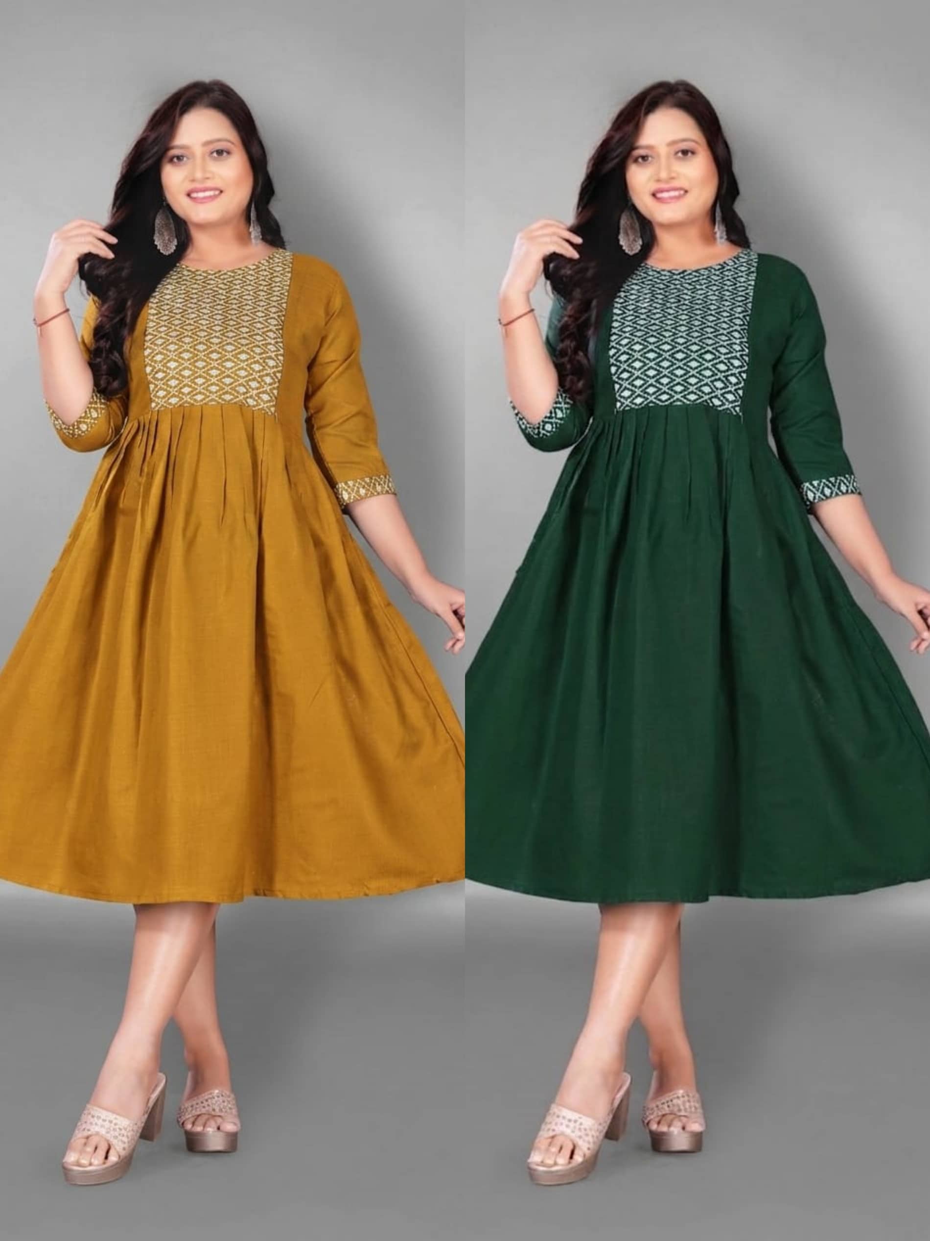 Hetsa Women Cotton Blend Embroidered Anarkali Kurti ( Multicolor ) - Kurtis, Tunics | Buy online on ZillyBuy