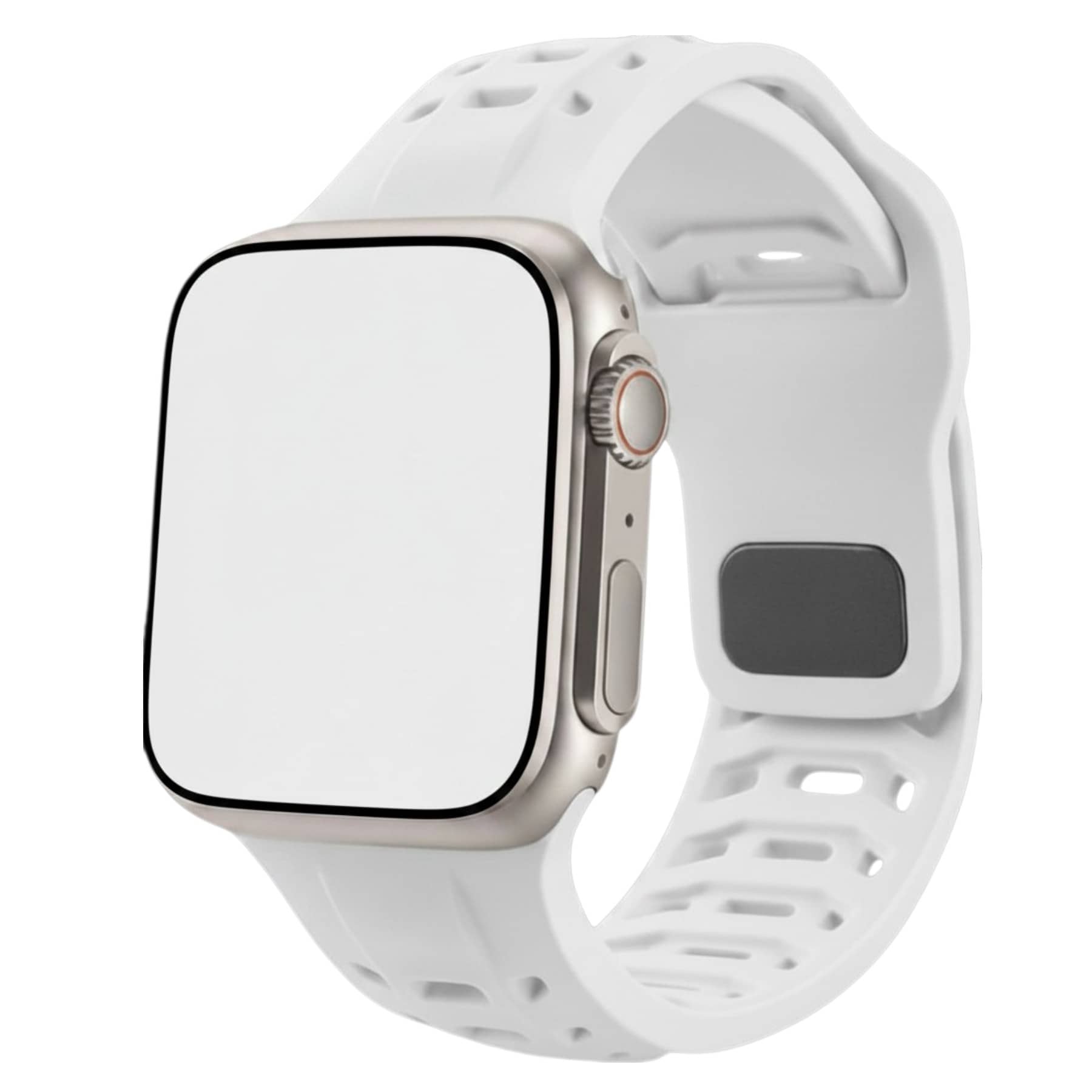 Lorenz Soft Silicone Waterproof Smartwatch Strap for watch| Replacement Sports Band (Compatible with 42/44/45/49mm)– White