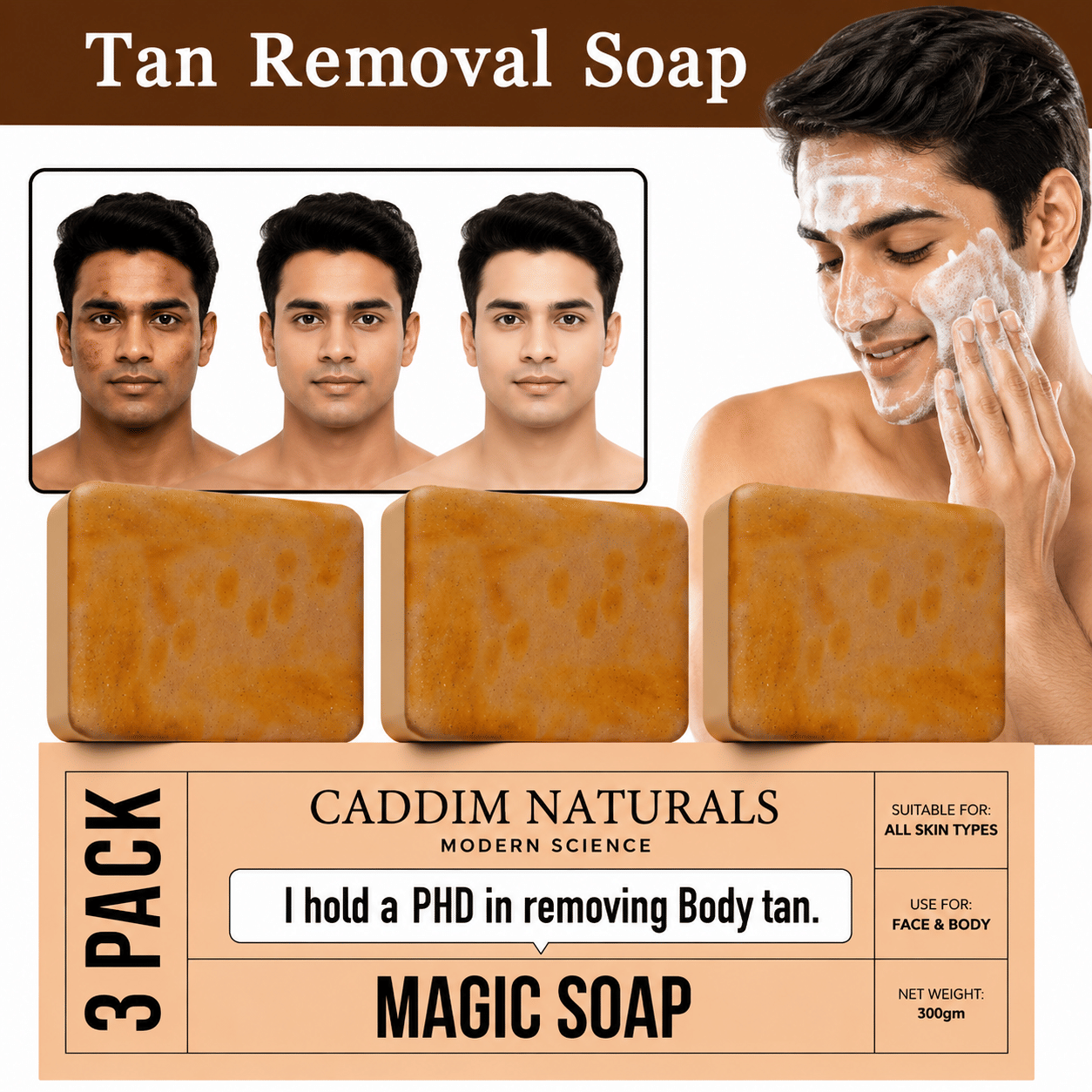 Caddim Naturals Skin Whitening GHARSOAPS Bathing Bar for All Skin Type ( Pack of 3 )