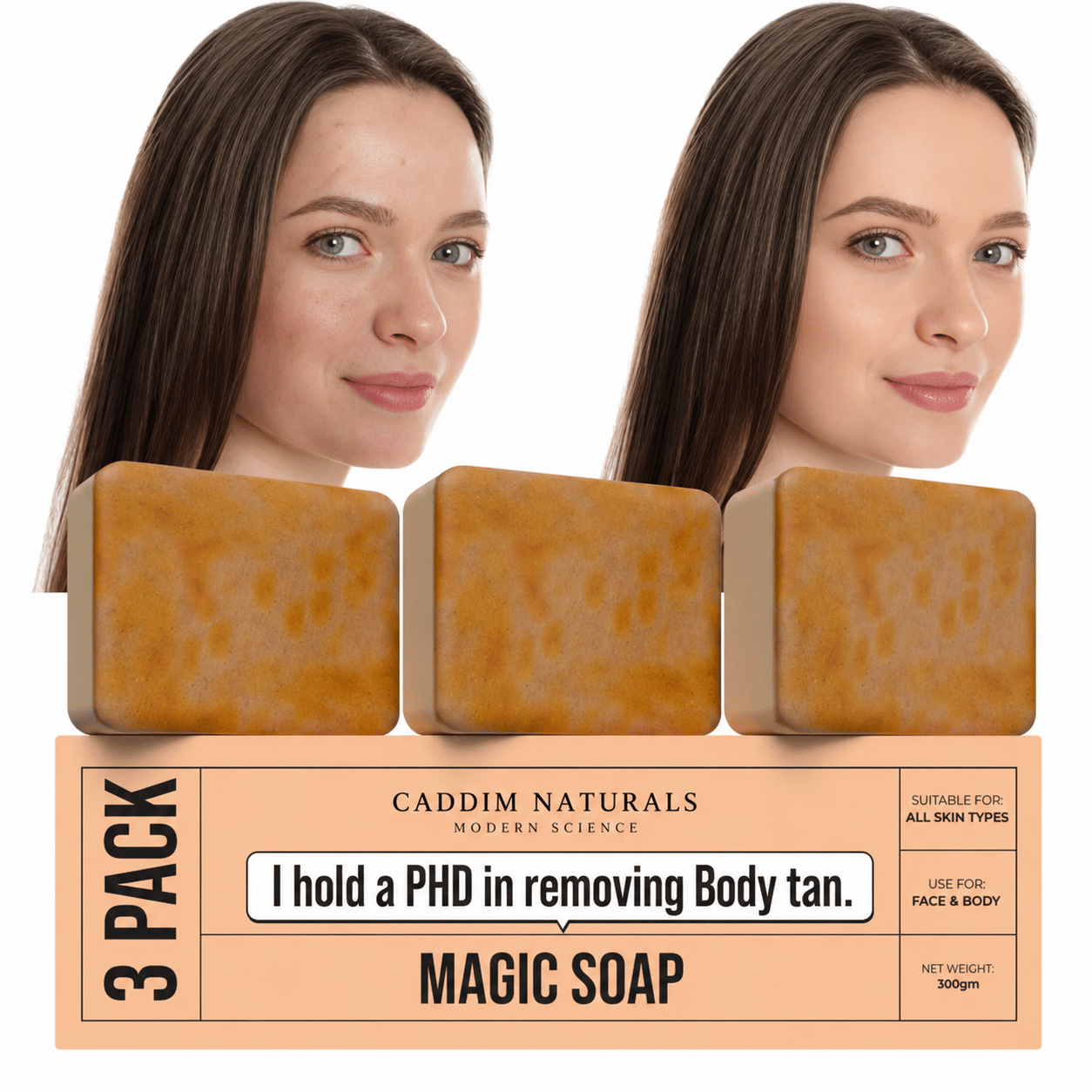 Caddim Naturals Skin Whitening GHARSOAPS Bathing Bar for All Skin Type ( Pack of 3 )