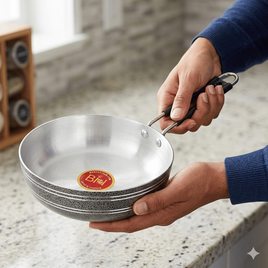 bartan hub Frying Pan Enamle Aluminium Fry Pan Heavy Bottom without Lid 22 cm Diameter 1 Ltr - Cookware | Buy online on ZillyBuy