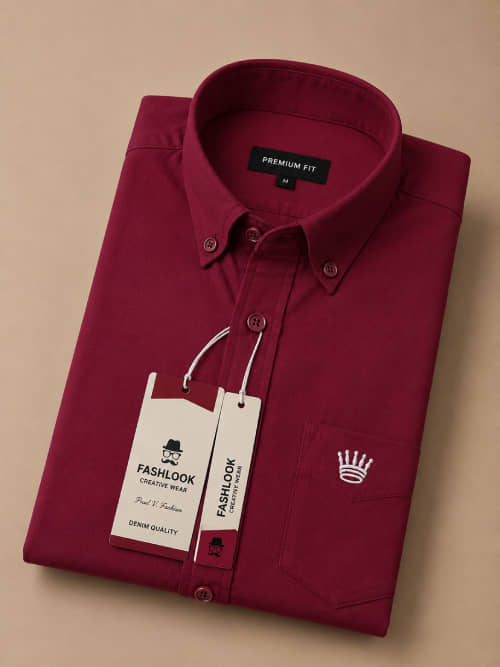 CAT BUNNY Cotton Blend Regular Fit Solids Full Sleeves Men's Casual Shirt - Maroon ( Pack of 1 )
