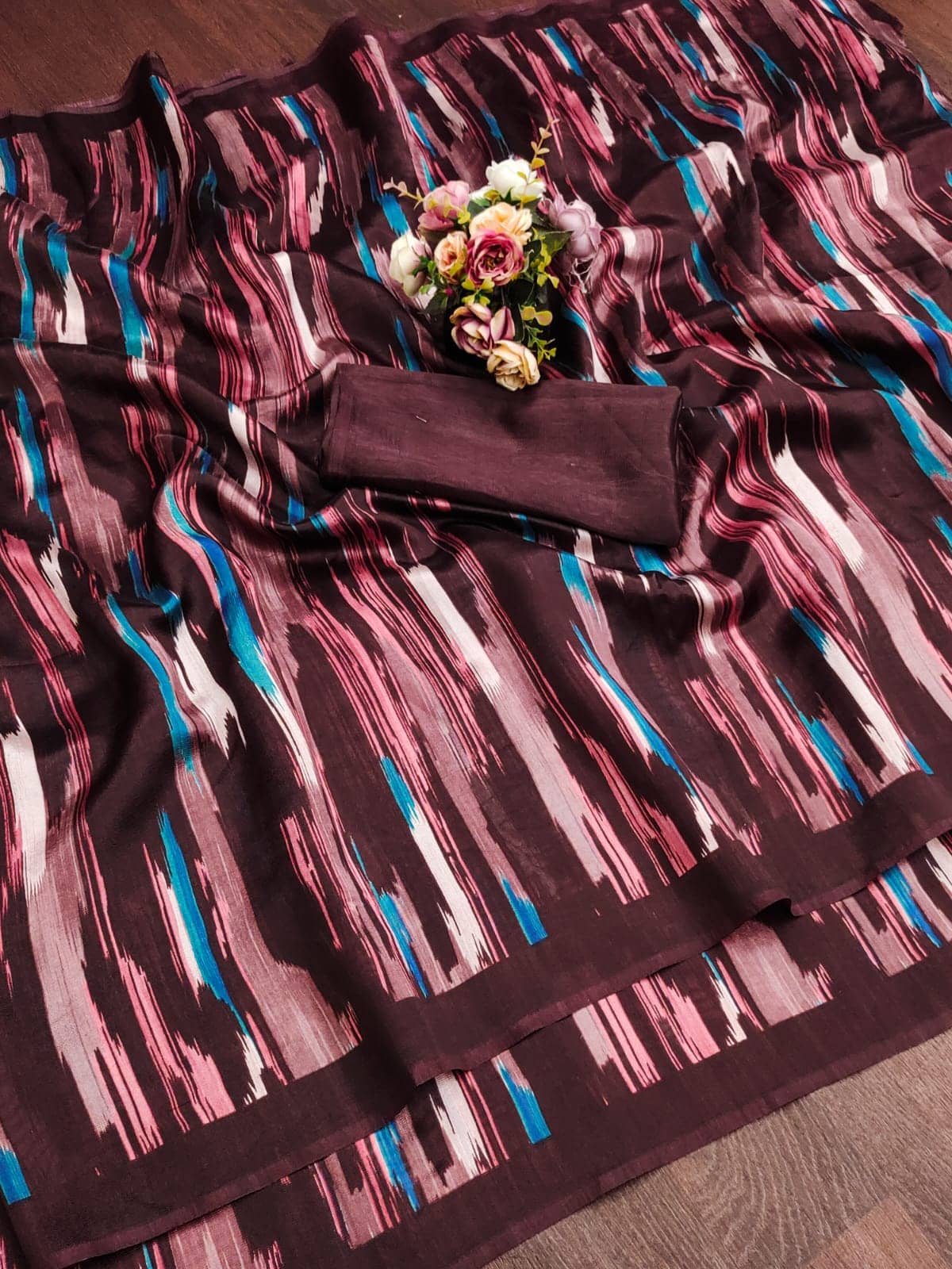 JIHANA FAB Chiffon Printed Bandhani Sarees With Unstitched Blouse Piece ( Multicolor ) - Sarees | Buy online on ZillyBuy