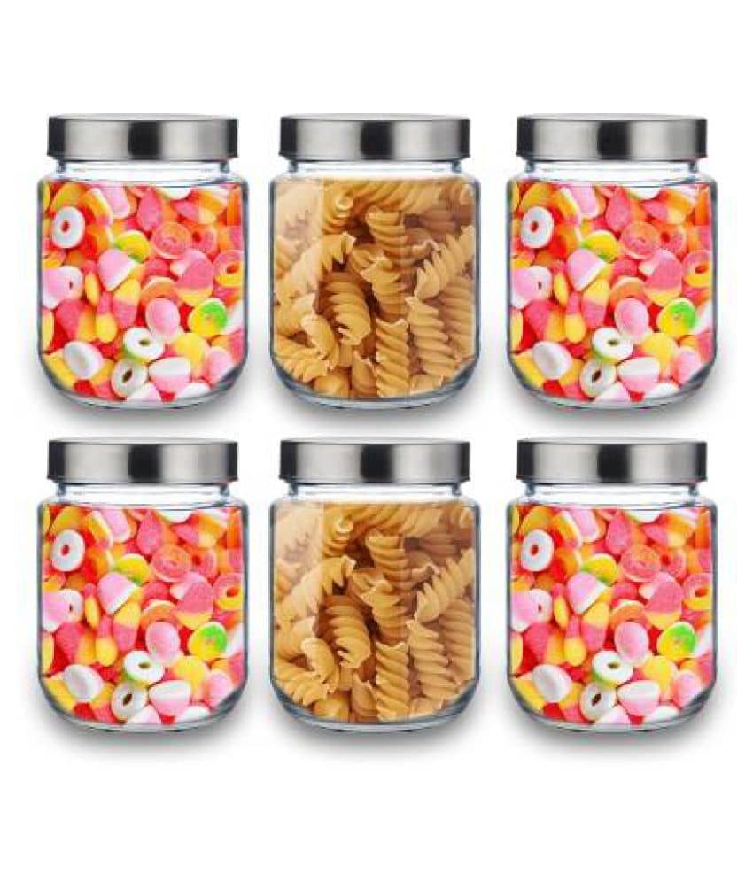CROCO JAR Glass Transparent Food Container ( Set of 6 )