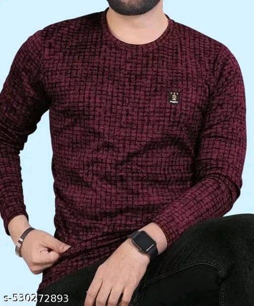 DELTIN HUB Men Cotton Blend Regular Fit Printed T-Shirt ( Maroon )
