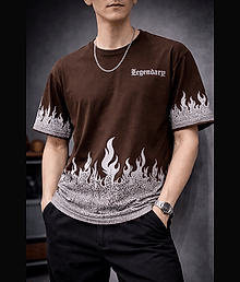 KIND Men Polyester Regular Fit Printed T-Shirt ( Brown )