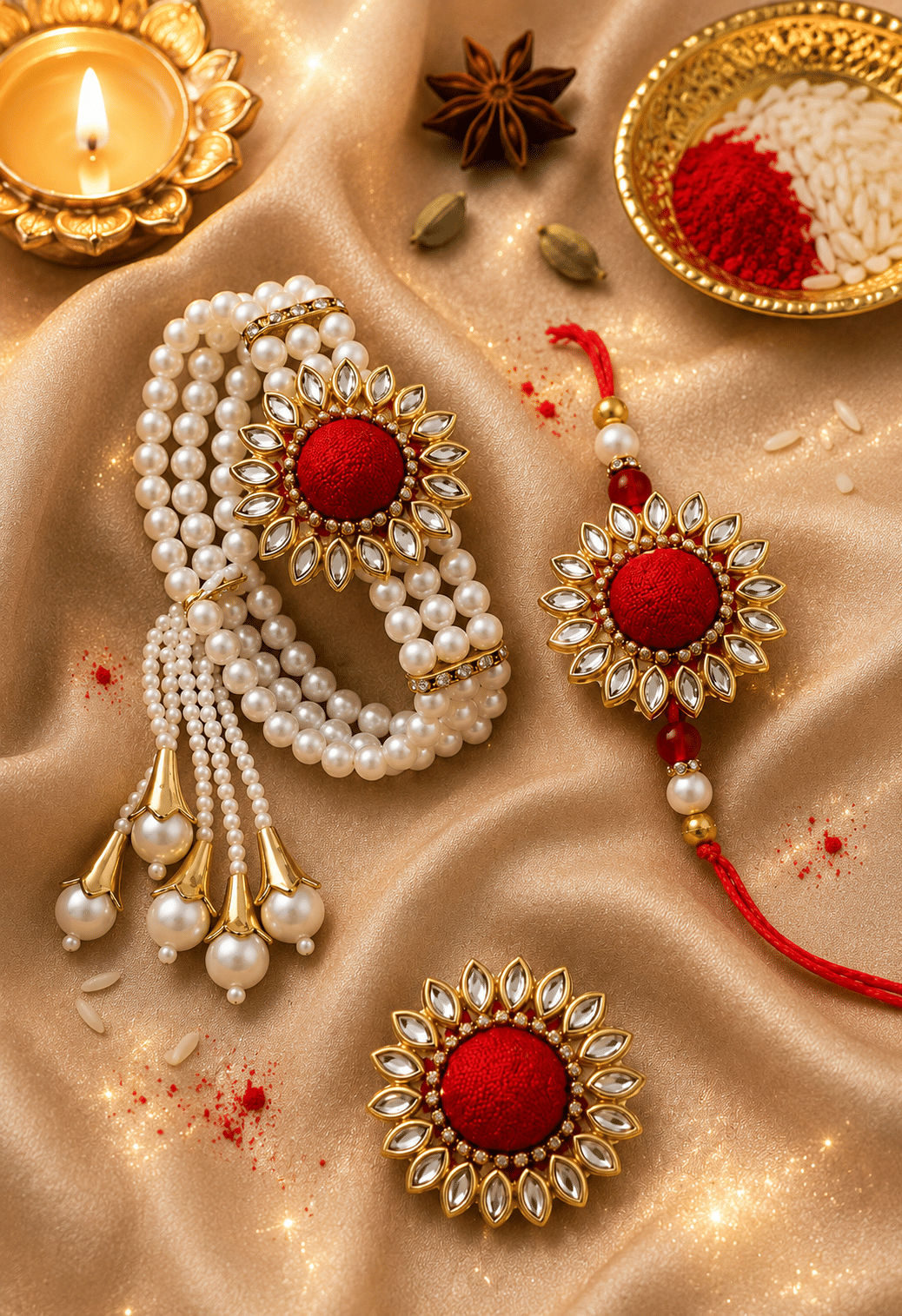THRIFTKART Handmade 3 Bhaiya Bhabhi Rakhi ( Pack of 1 , Red ) - Bangles & Bracelets | Buy online on ZillyBuy