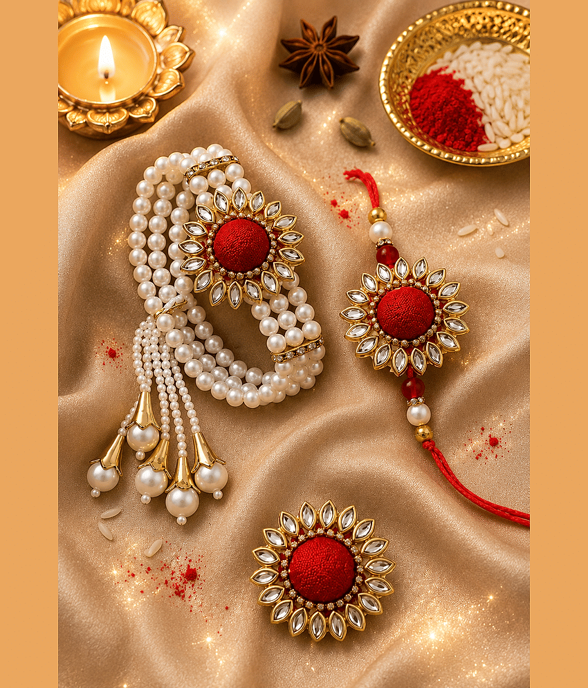 THRIFTKART Handmade 3 Bhaiya Bhabhi Rakhi ( Pack of 1 , Red ) - Bangles & Bracelets | Buy online on ZillyBuy