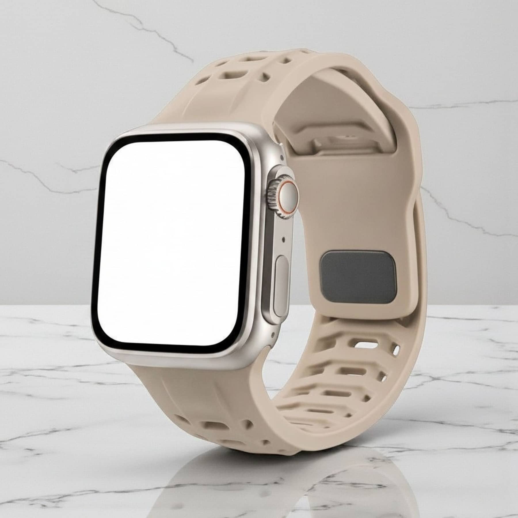 Lorenz Soft Silicone Waterproof Smartwatch Strap for watch| Replacement Sports Band (Compatible with 42/44/45/49mm)– Cream