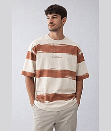 DRVP Men Cotton Blend Regular Fit Printed T-Shirt ( Brown )