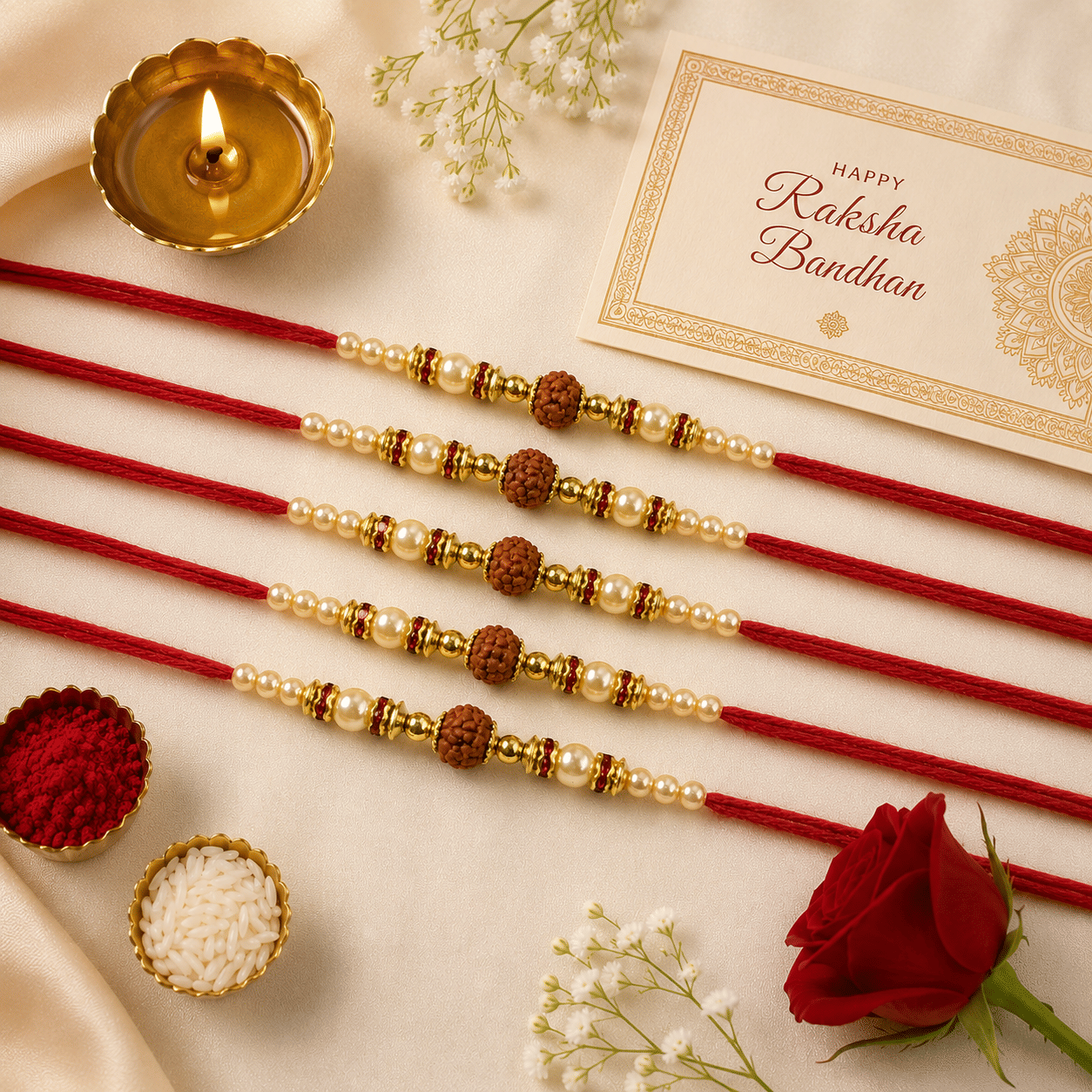 THRIFTKART Designer 5pc rakhi Rakhi Gift Set ( Pack of 5 , Multicolour ) - Bangles & Bracelets | Buy online on ZillyBuy