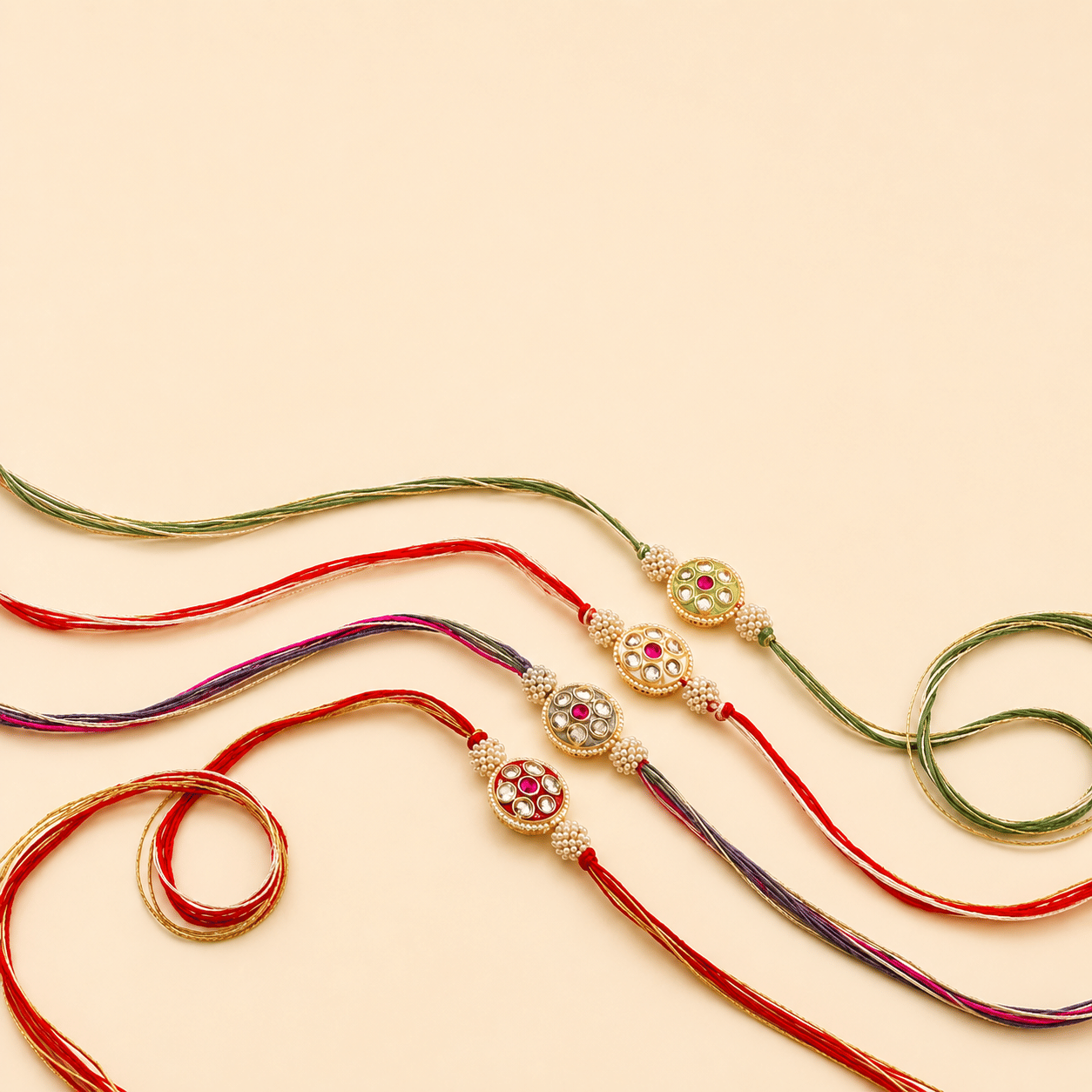 THRIFTKART Designer 4 Bhaiya Bhabhi Rakhi ( Pack of 4 , Multicolor ) - Bangles & Bracelets | Buy online on ZillyBuy