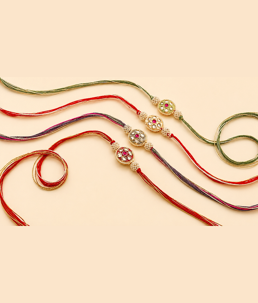 THRIFTKART Designer 4 Bhaiya Bhabhi Rakhi ( Pack of 4 , Multicolor ) - Bangles & Bracelets | Buy online on ZillyBuy