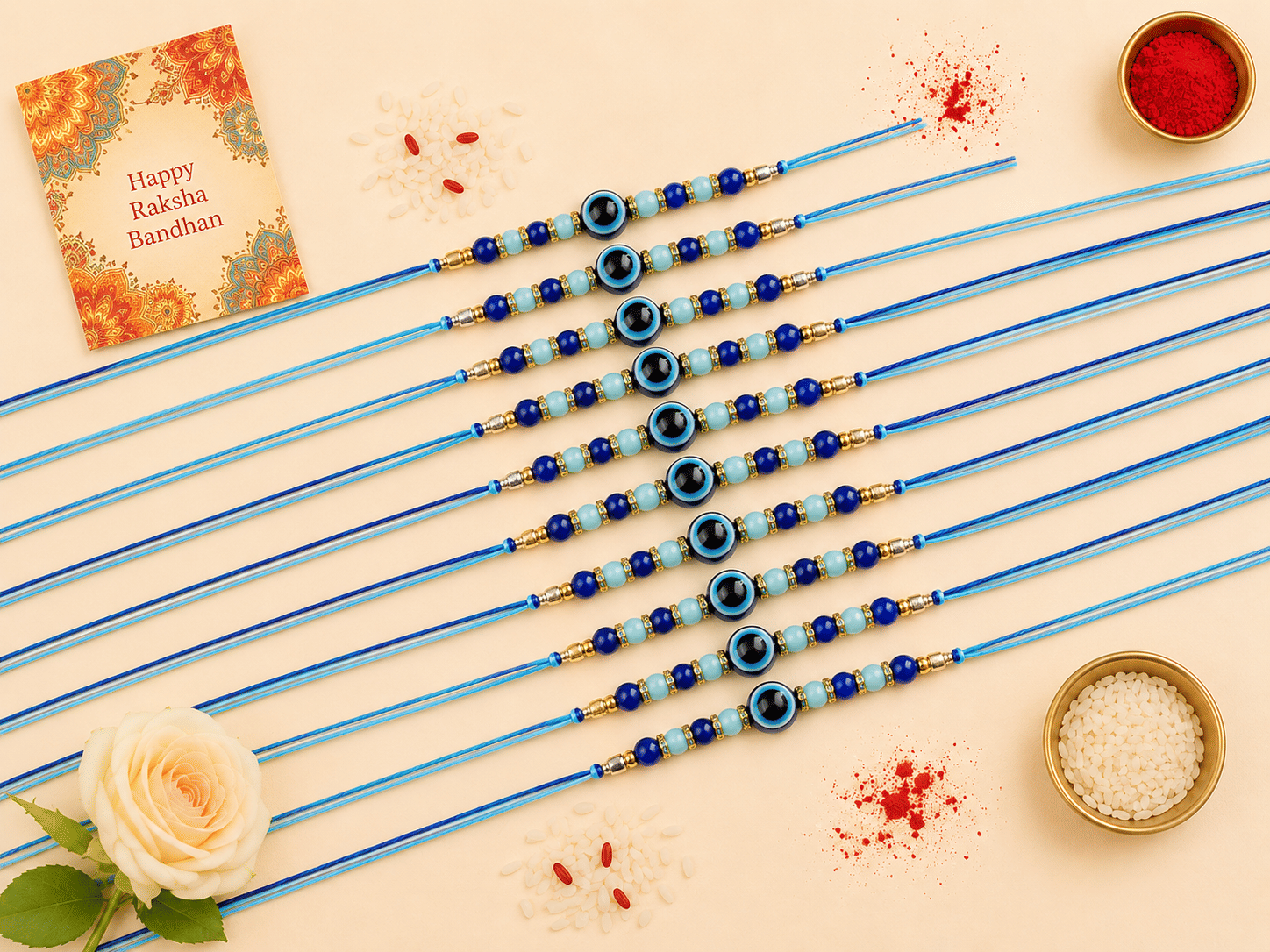 THRIFTKART Fancy 10 Rakhi Gift Set ( Pack of 10 , Blue ) - Bangles & Bracelets | Buy online on ZillyBuy